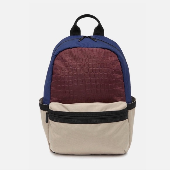 LeSportsac Jasper Blue/Maroon/Beige Backpack - Picture 1 of 9